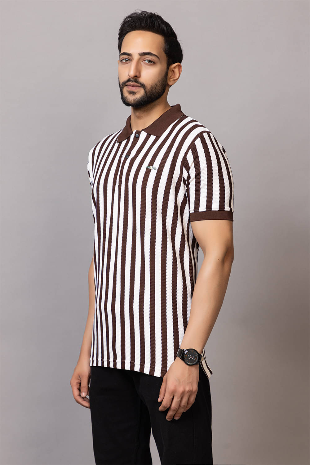     			TOROLY Men Cotton Blend Regular Fit Colorblock T-Shirt ( Coffee )