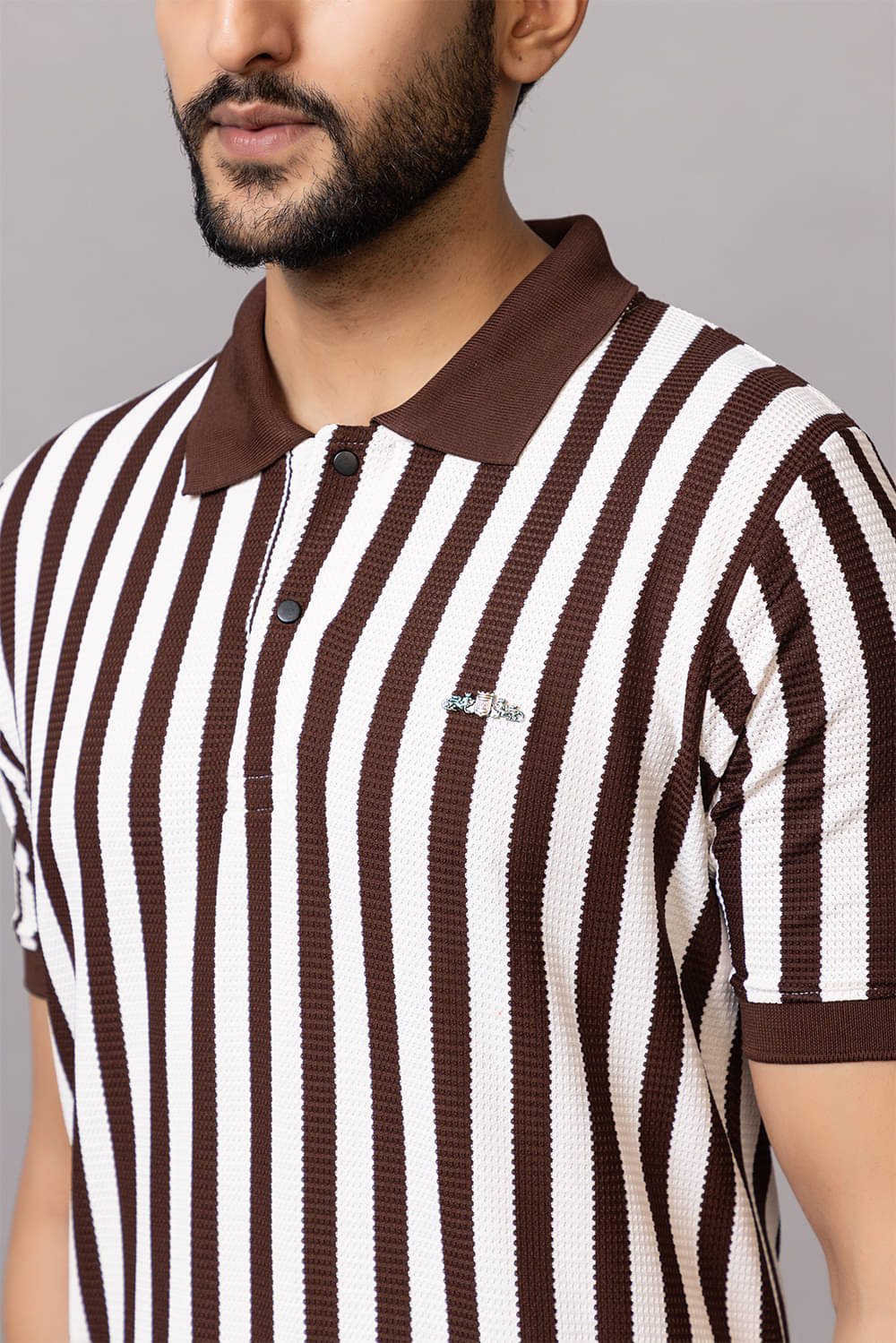     			TOROLY Men Cotton Blend Regular Fit Colorblock T-Shirt ( Coffee )