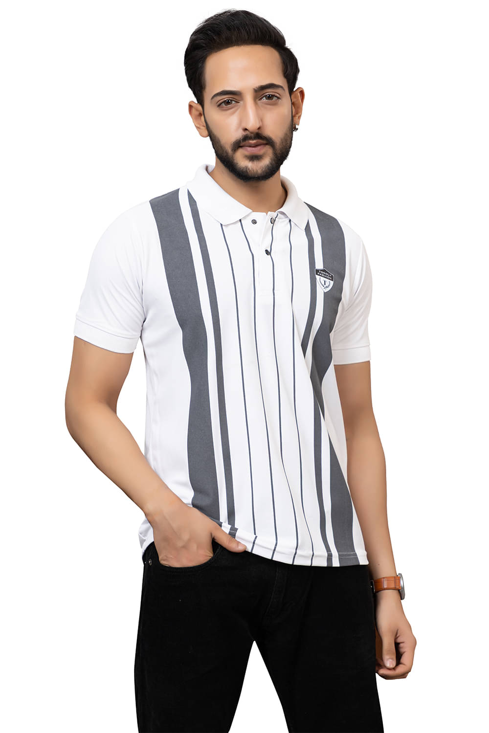 TOROLY Men Cotton Blend Regular Fit Colorblock T-Shirt ( White ) TOROLY Men Cotton Blend Regular Fit Colorblock T-Shirt ( White )