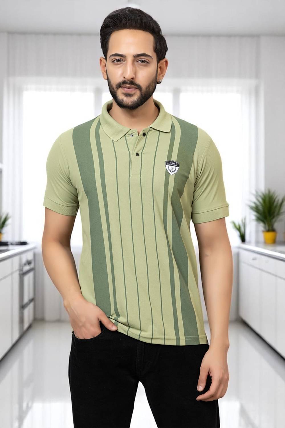 TOROLY Men Cotton Blend Regular Fit Colorblock T-Shirt ( Lime Green ) TOROLY Men Cotton Blend Regular Fit Colorblock T-Shirt ( Lime Green )