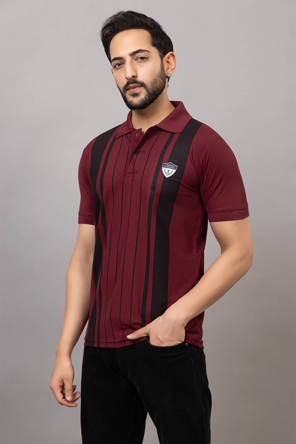 TOROLY Men Cotton Blend Regular Fit Colorblock T-Shirt ( Maroon ) TOROLY Men Cotton Blend Regular Fit Colorblock T-Shirt ( Maroon )