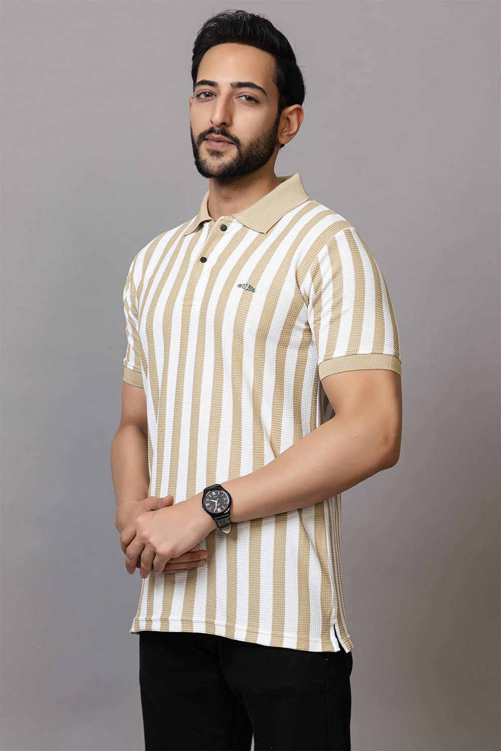     			TOROLY Men Cotton Blend Regular Fit Colorblock T-Shirt ( Cream )