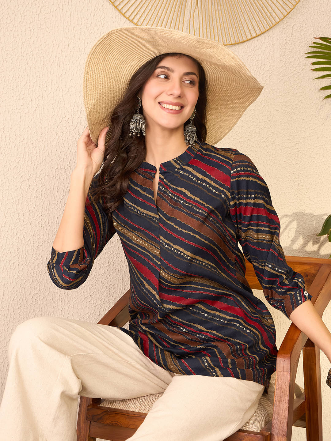     			Vaamsi Women's Cotton Blend Regular Top ( Navy Blue )