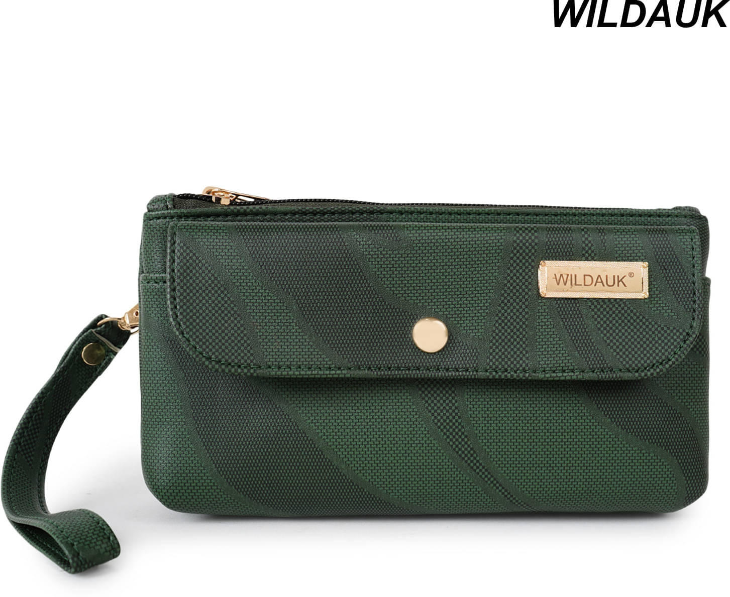     			WILDAUK Green Pure Leather Purse