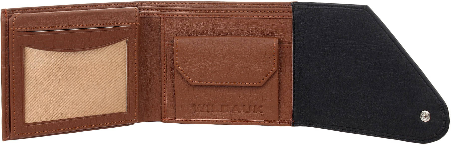     			WILDAUK PU Self Design Men's Three Fold Wallet With 5 Slots For Card ( Black , Pack of 1 )