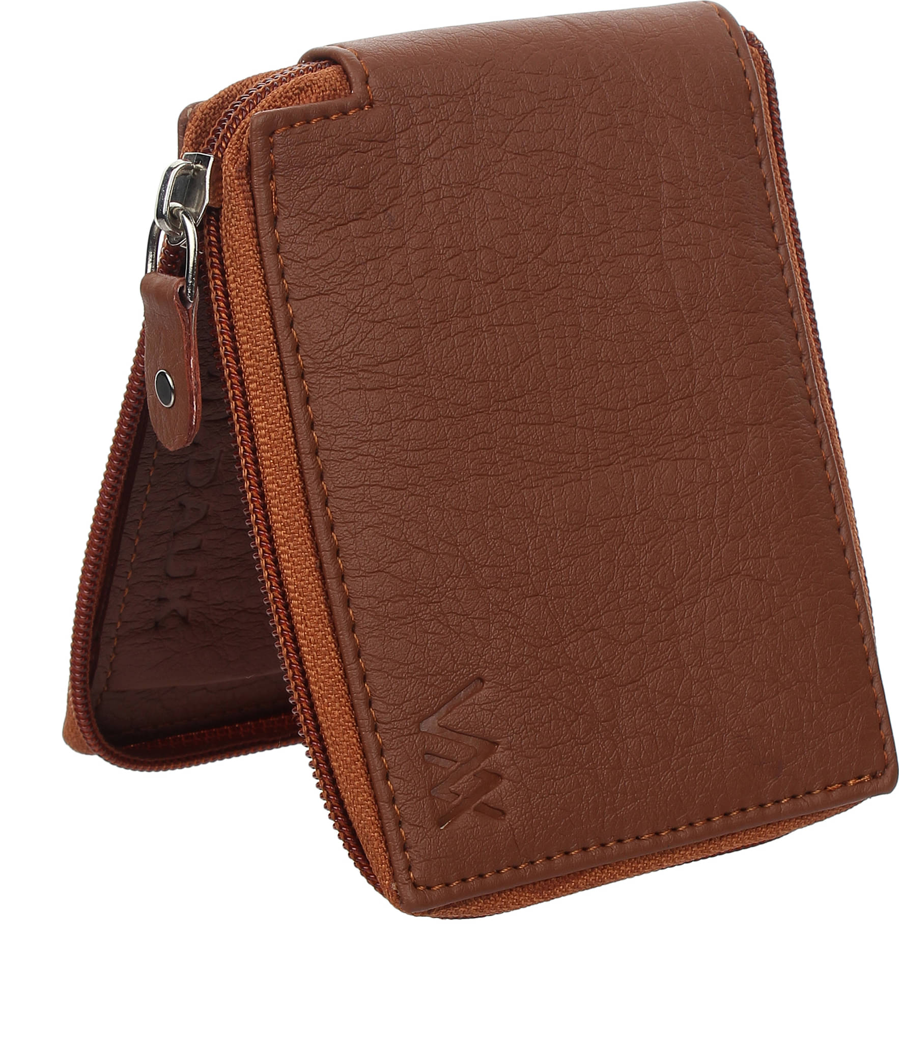     			WILDAUK PU Self Design Men's Zip Around Wallet With 3 Slots For Card ( Tan , Pack of 1 )