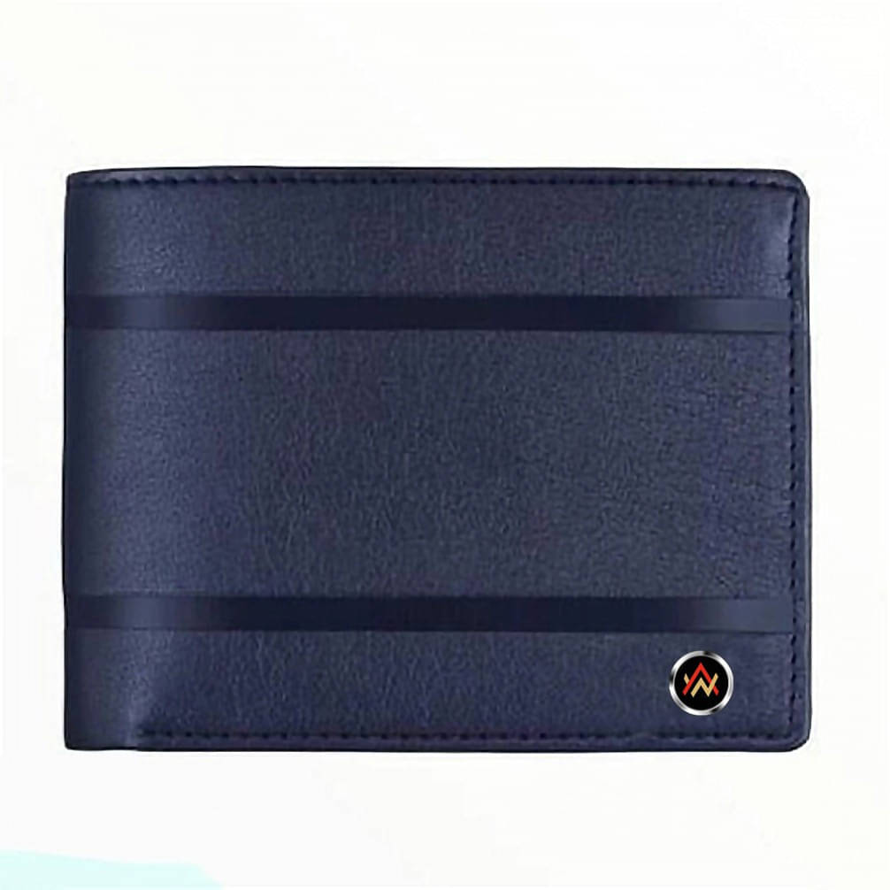     			WILDAUK PU Striped Men's Regular Wallet With 3 Slots For Card ( Blue , Pack of 1 )