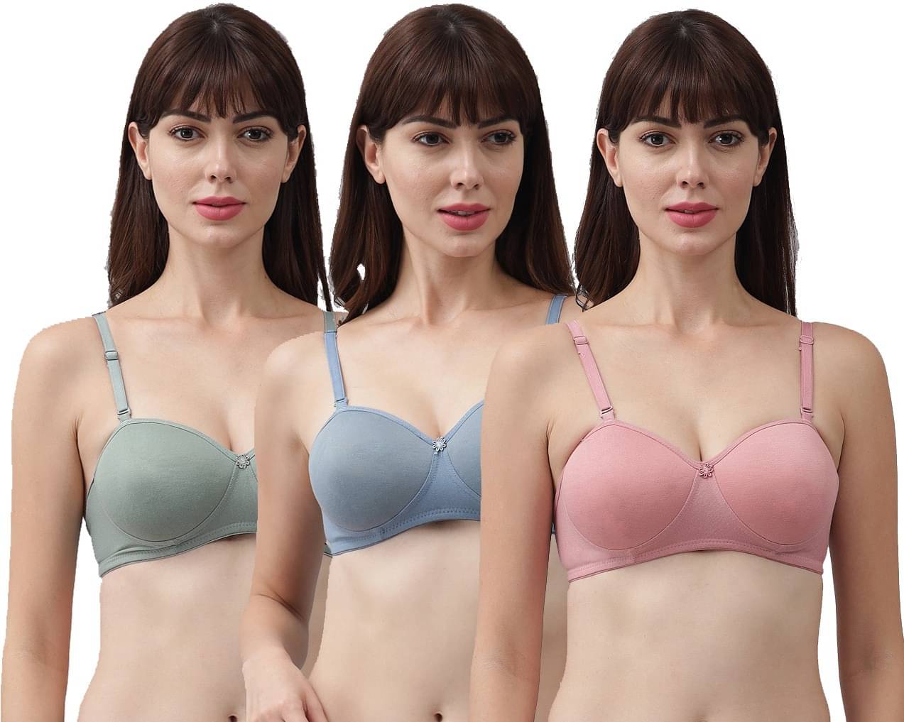     			hani diva Pack of 3 Cotton Blend Heavily Padded Push Up Bra For Women ( Multicolor3 )
