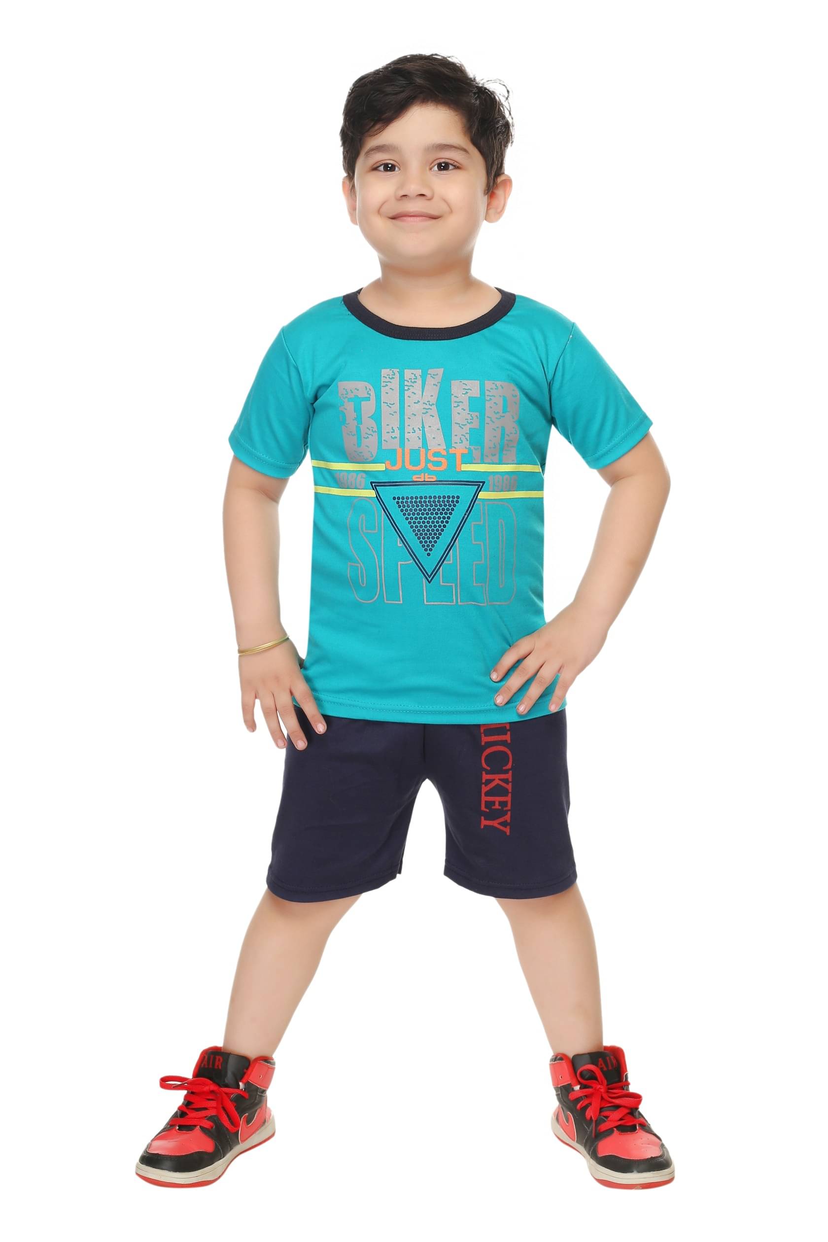 s muktar garments Pack of 1 Baby Boys Cotton Blend T-Shirt & Shorts Set ( Multicolor )     			s muktar garments Pack of 1 Baby Boys Cotton Blend T-Shirt & Shorts Set ( Multicolor )