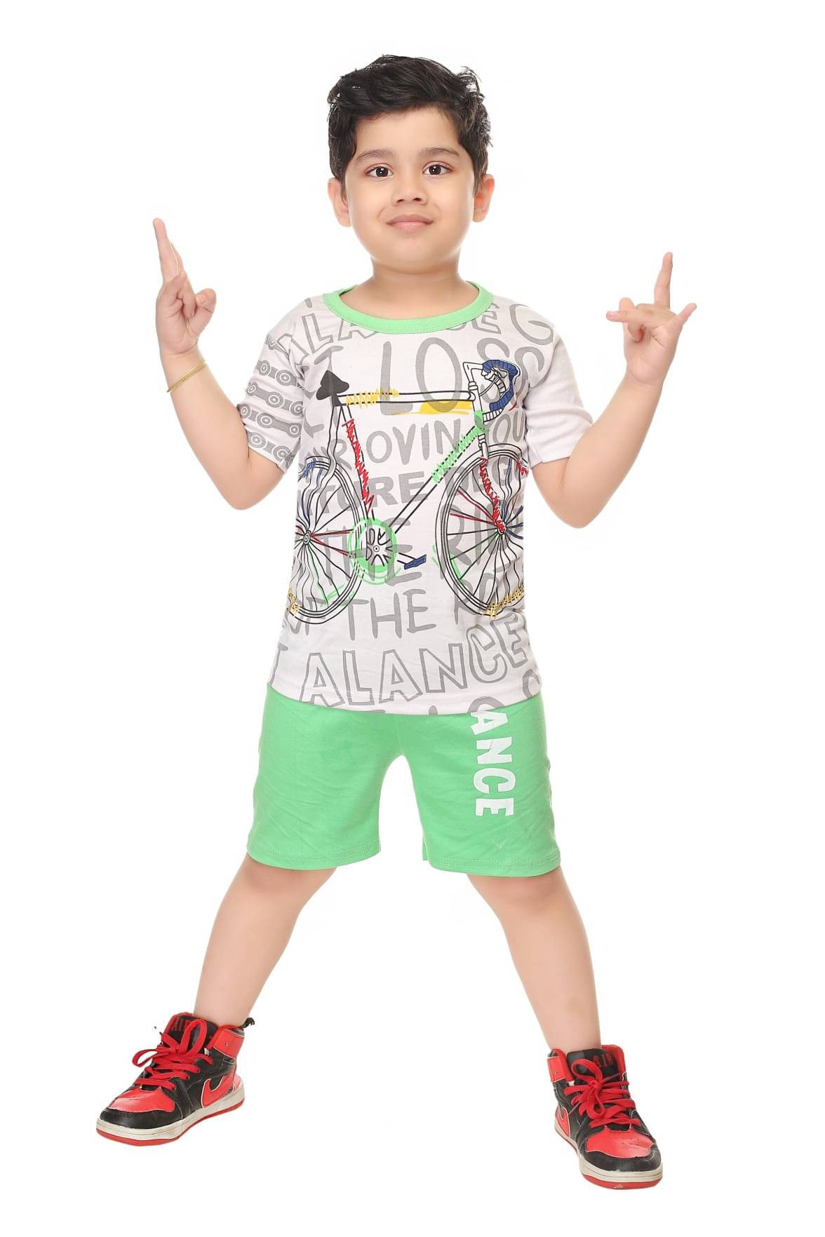 s muktar garments Pack of 1 Baby Boys Cotton Blend T-Shirt & Shorts Set ( Green ) s muktar garments Pack of 1 Baby Boys Cotton Blend T-Shirt & Shorts Set ( Green )