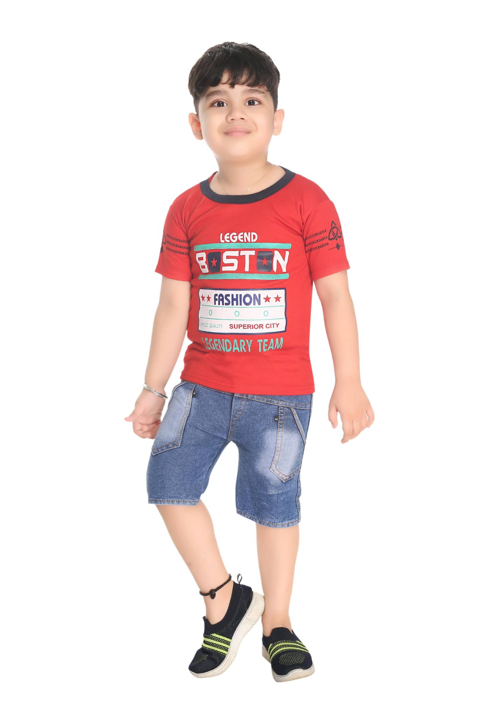s muktar garments Pack of 1 Baby Boys Cotton Blend T-Shirt & Shorts Set ( Red ) s muktar garments Pack of 1 Baby Boys Cotton Blend T-Shirt & Shorts Set ( Red )