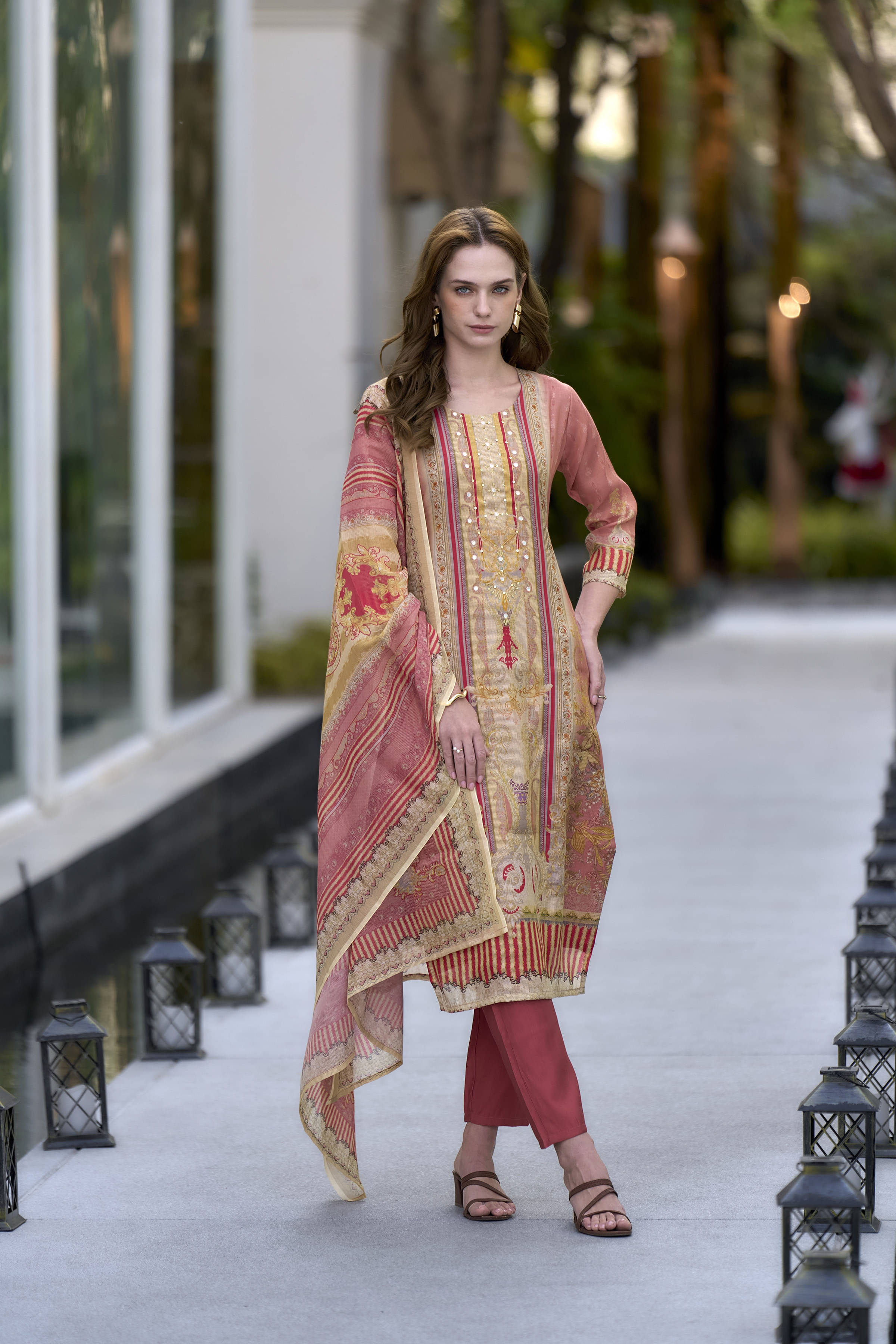 shree laxminarayan export Women's Tissue Embellished Kurti With Pants ( Beige ) shree laxminarayan export Women's Tissue Embellished Kurti With Pants ( Beige )