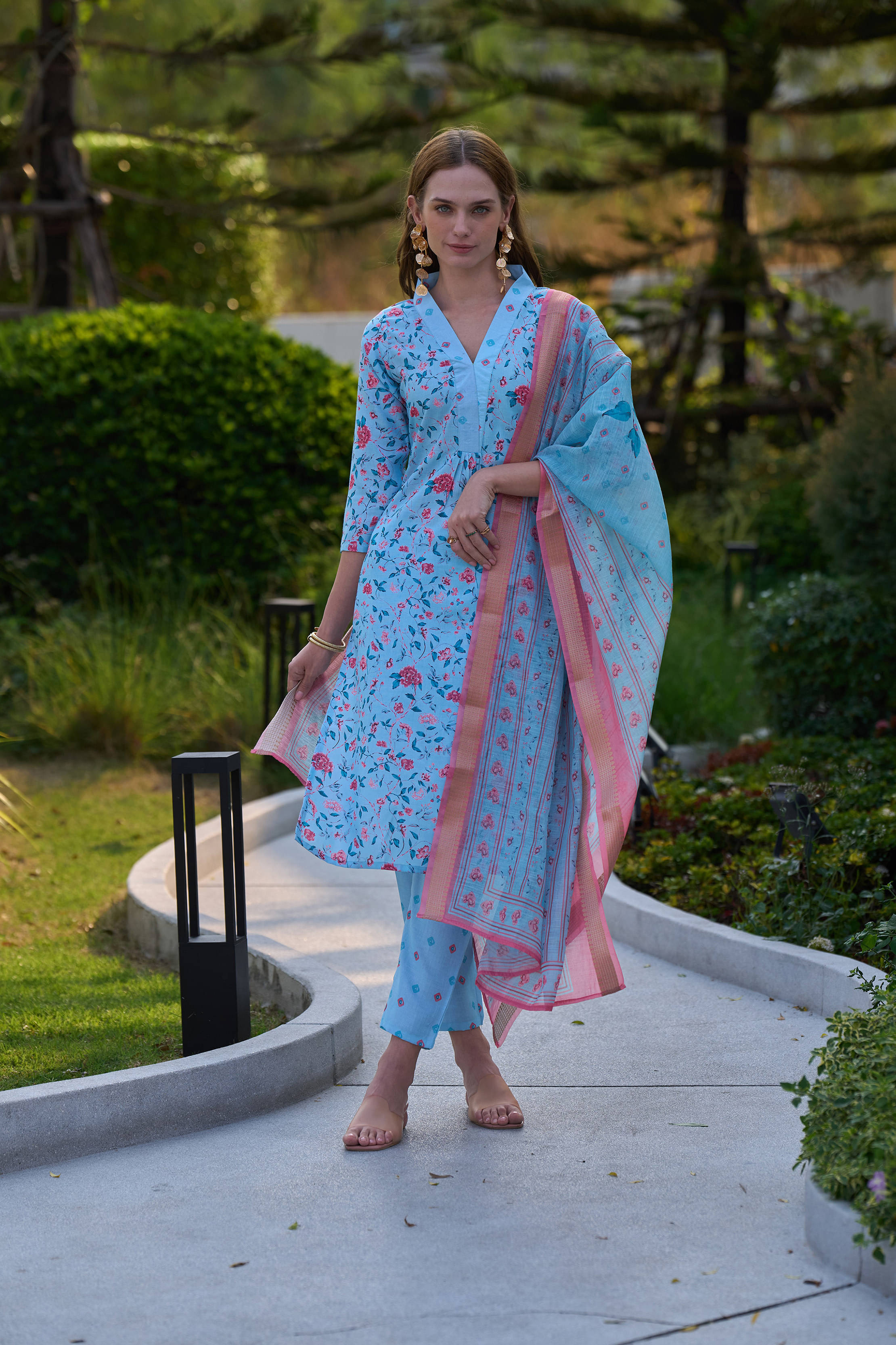 shree laxminarayan export Women's Linen Printed Kurti With Pants ( Aqua Blue ) shree laxminarayan export Women's Linen Printed Kurti With Pants ( Aqua Blue )