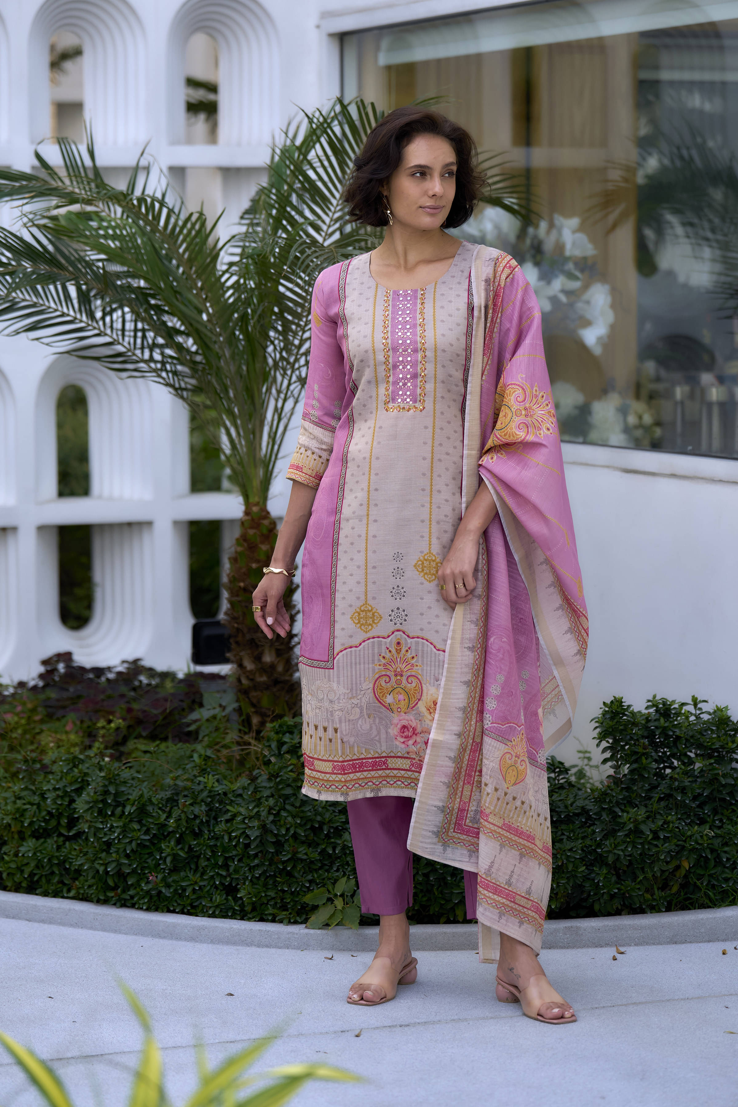 shree laxminarayan export Women's Tissue Embellished Kurti With Pants ( Pink ) shree laxminarayan export Women's Tissue Embellished Kurti With Pants ( Pink )