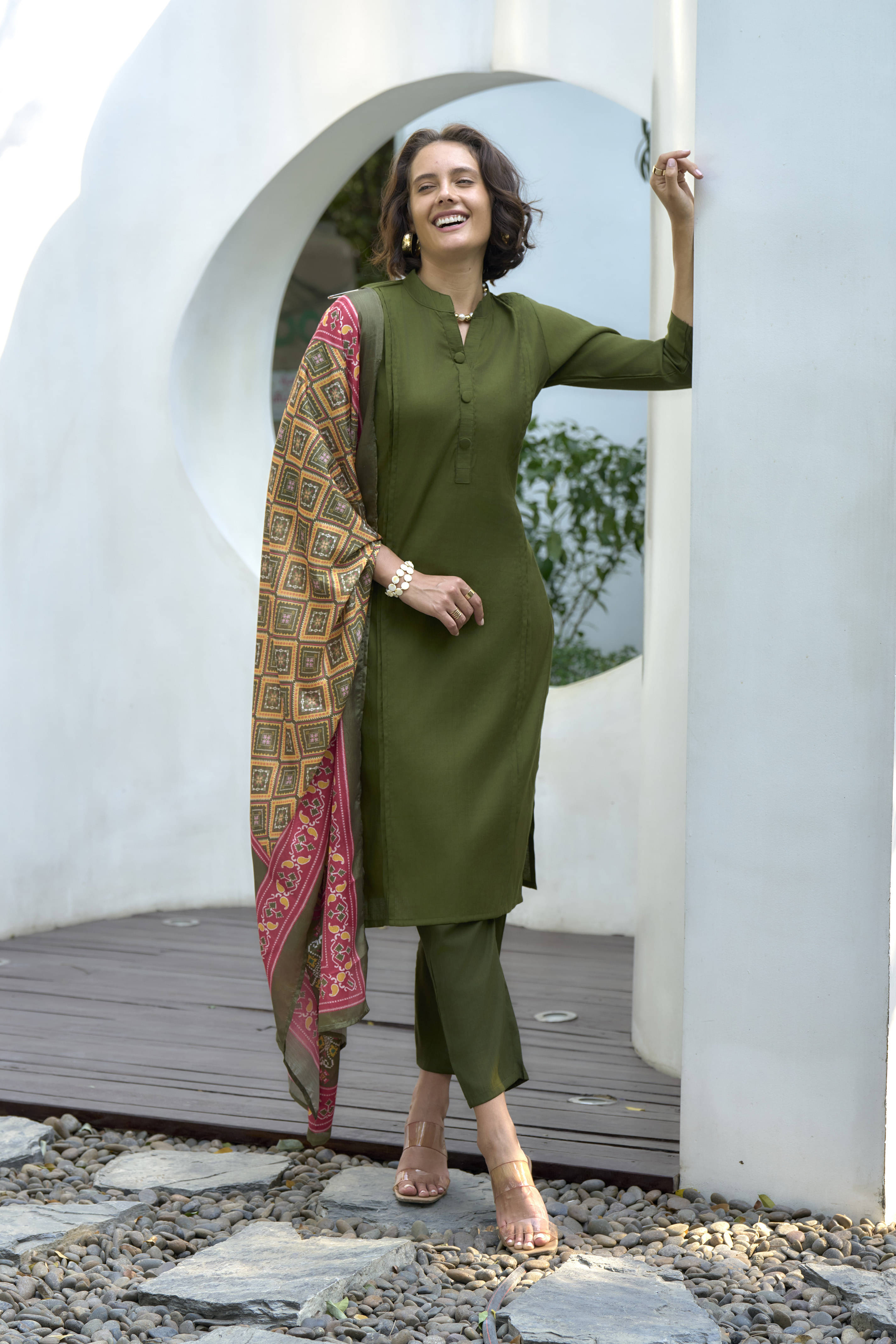 shree laxminarayan export Women's Silk Blend Printed Kurti With Pants ( Green ) shree laxminarayan export Women's Silk Blend Printed Kurti With Pants ( Green )