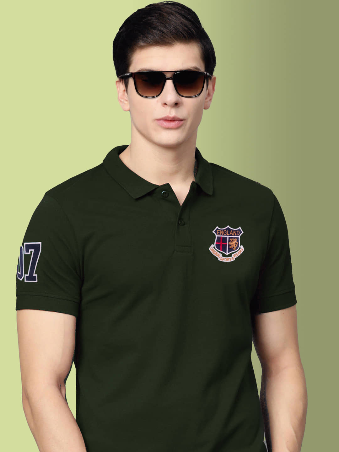 ADORATE Men Cotton Blend Regular Fit Solid Polo T Shirt ( Olive )