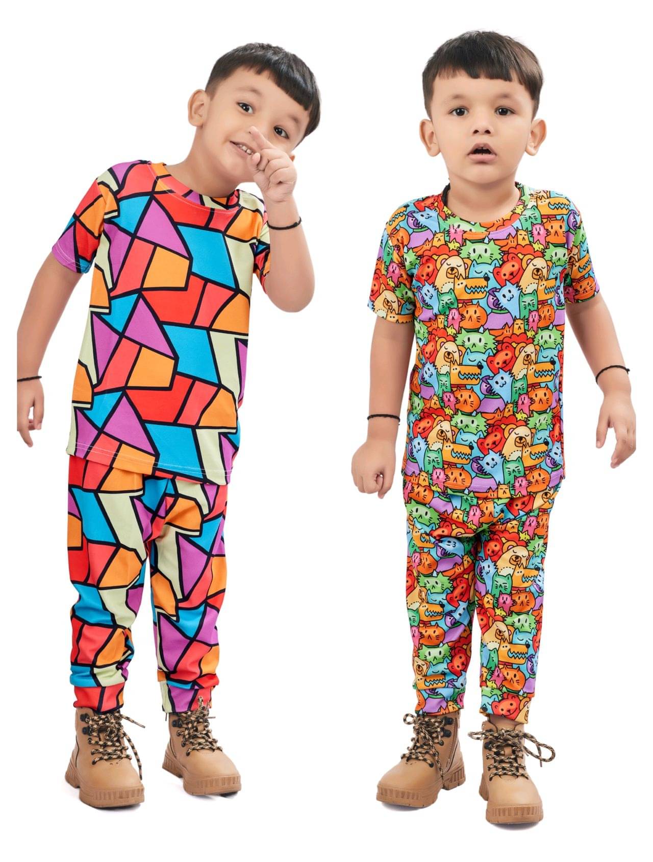     			ASTYLOR Pack of 2 Unisex Cotton Blend T-Shirt & Pants Set ( Multicolor )