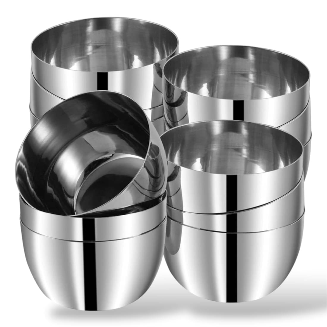     			Artha 12 Premium Quality Bowls Stainless Steel Plain Soup Bowl 10 cm ( Set of 12 ) Silver