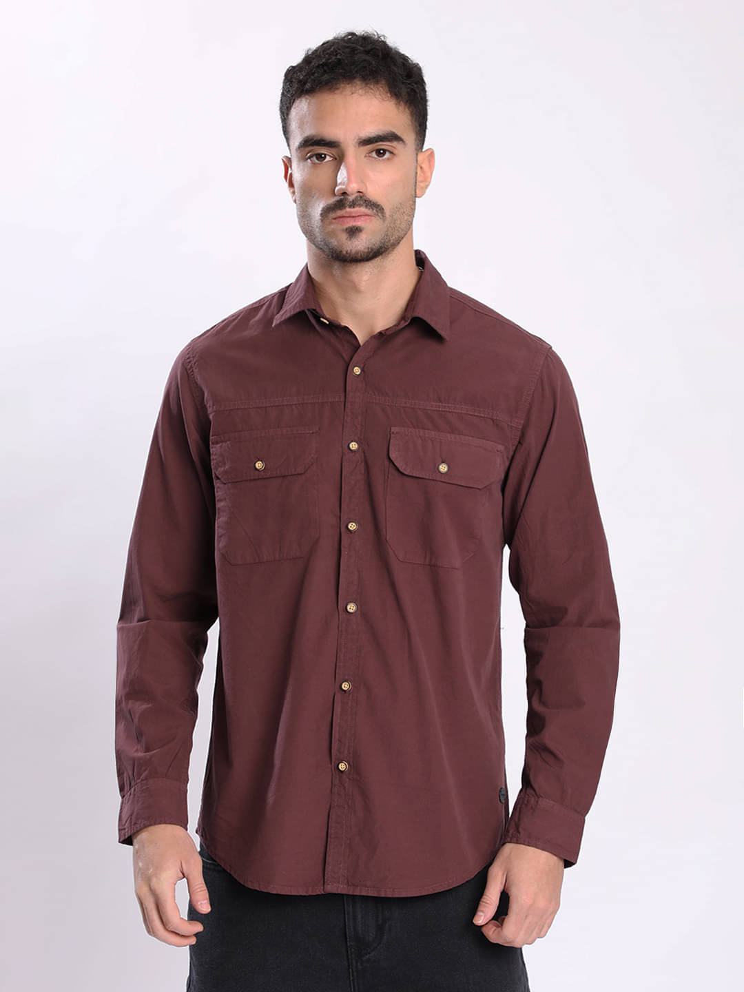 Bene Kleed 100% Cotton Regular Fit Solids Full Sleeves Men's Casual Shirt - Burgundy ( Pack of 1 ) Bene Kleed 100% Cotton Regular Fit Solids Full Sleeves Men's Casual Shirt - Burgundy ( Pack of 1 )