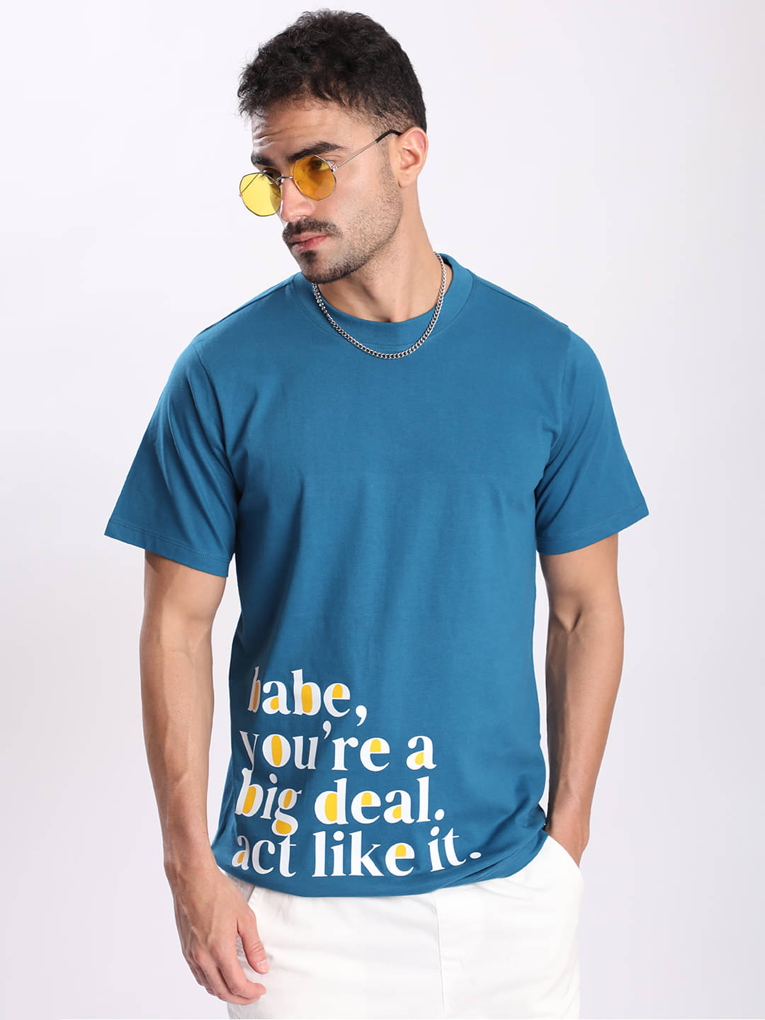     			Bene Kleed Men 100% Cotton Regular Fit Printed T-Shirt ( Blue )