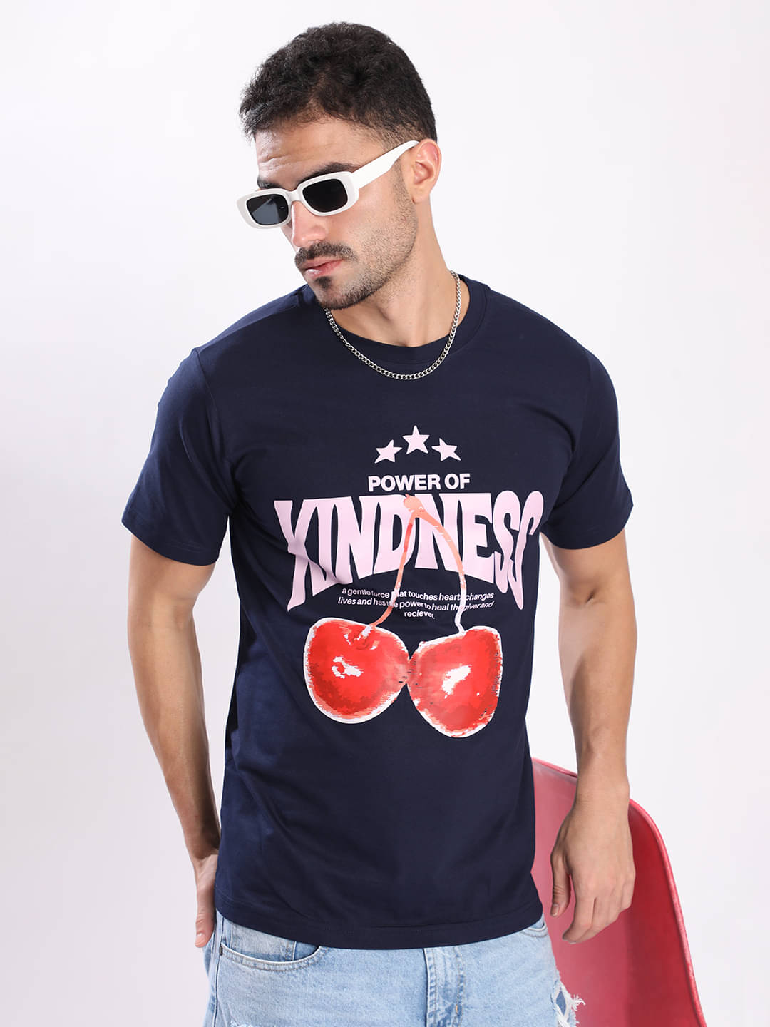     			Bene Kleed Men Cotton Blend Regular Fit Printed T-Shirt ( Blue )
