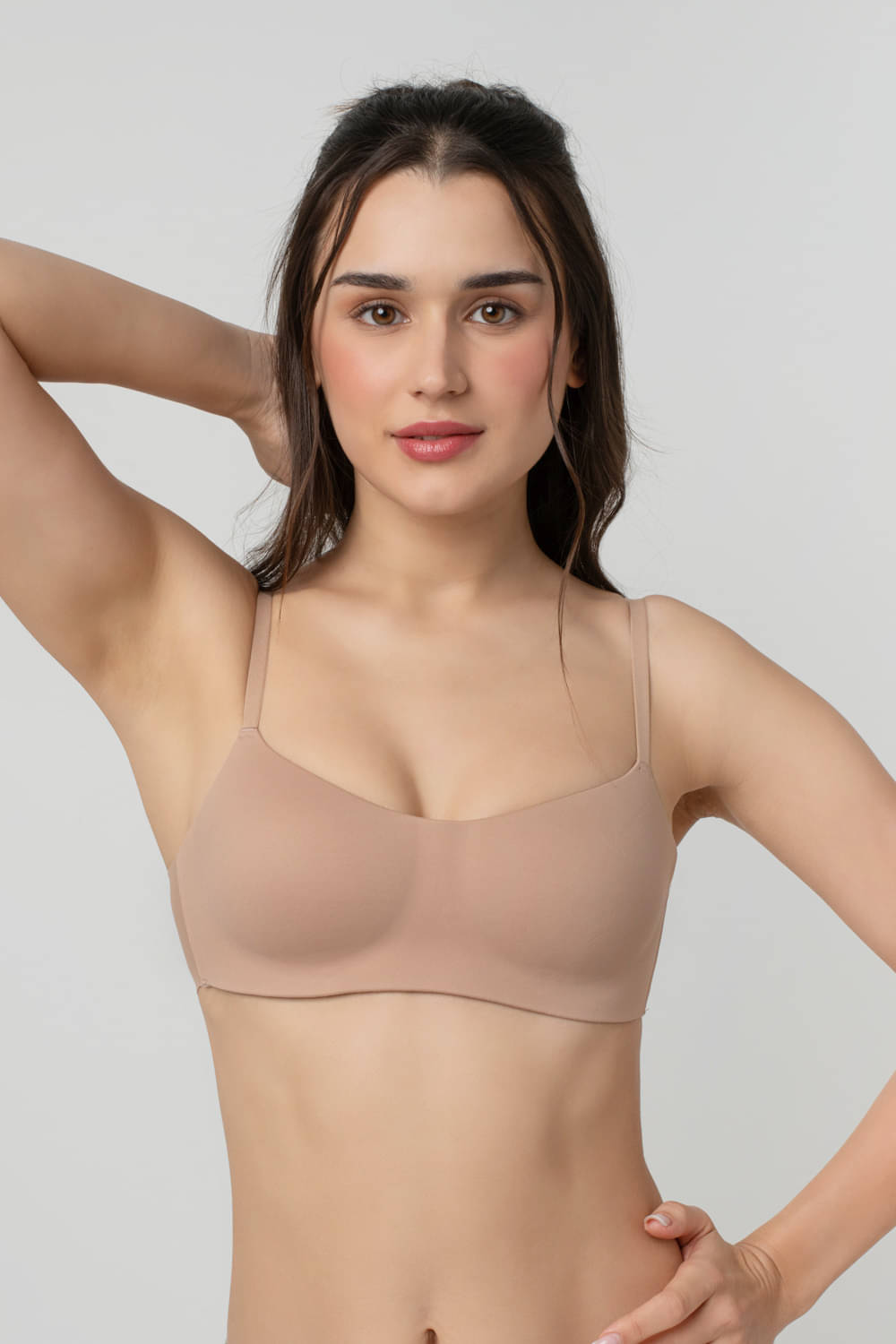     			Bodyline Pack of 1 Nylon Lightly Padded Everyday Bra For Women ( Brown )