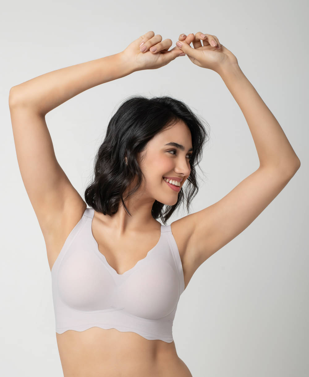     			Bodyline Pack of 1 Nylon Lightly Padded Everyday Bra For Women ( Light Grey )