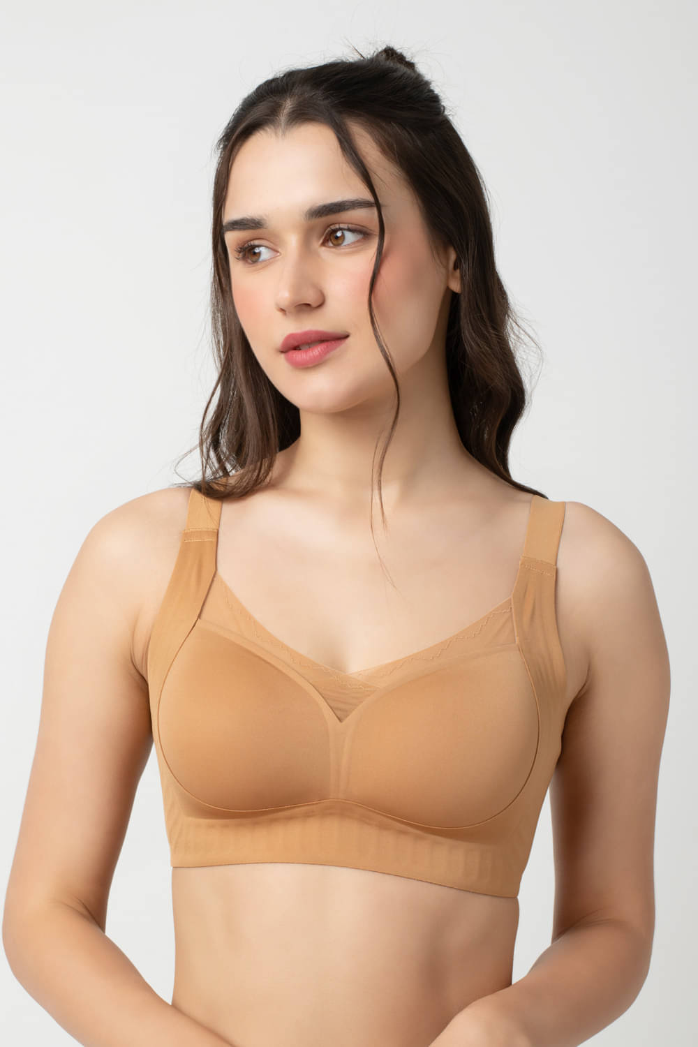     			Bodyline Pack of 1 Nylon Lightly Padded Everyday Bra For Women ( Orange )