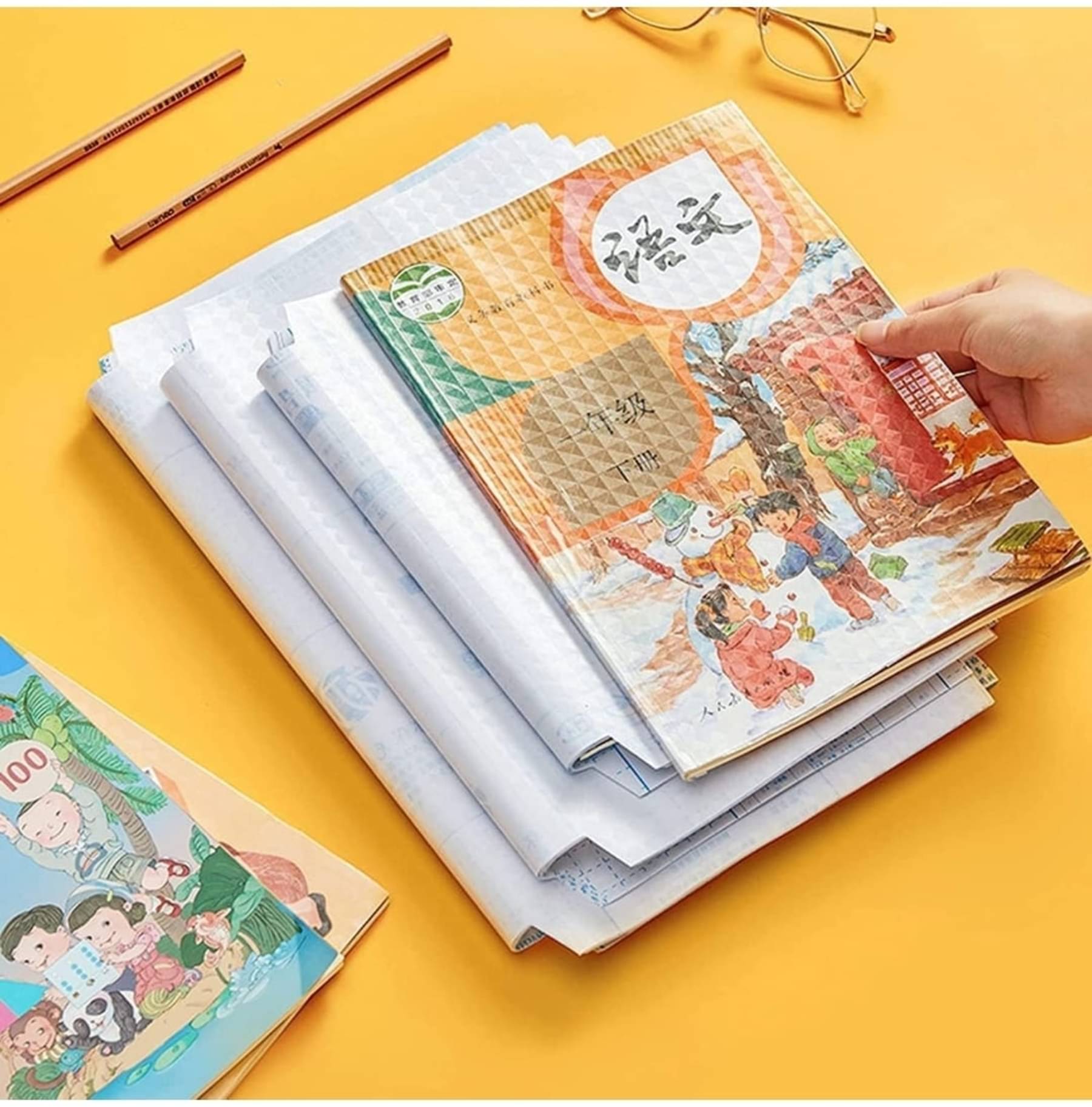     			Book Protective Cover for Students, Office, Self-Adhesive Sticker Plastic Pure Linen Soft Touch Canvas Pad (Set of 30)  (transparent) (34x25cm -10pcs) (43x30cm - 10pcs) (47x34cm - 10pcs)