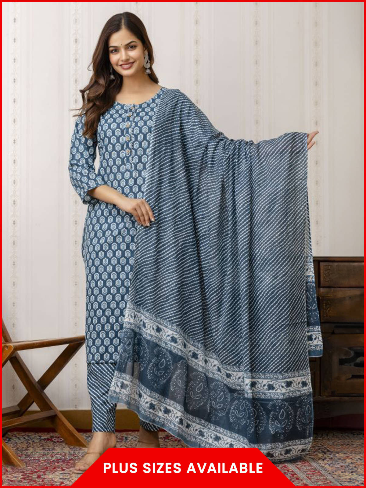 D K W Women's Cotton Printed Kurti With Pants ( Teal )     			D K W Women's Cotton Printed Kurti With Pants ( Teal )