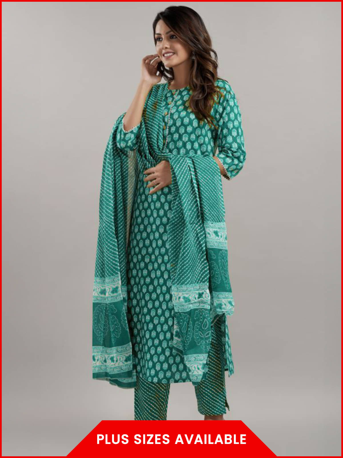 D K W Women's Cotton Printed Kurti With Pants ( Green ) D K W Women's Cotton Printed Kurti With Pants ( Green )