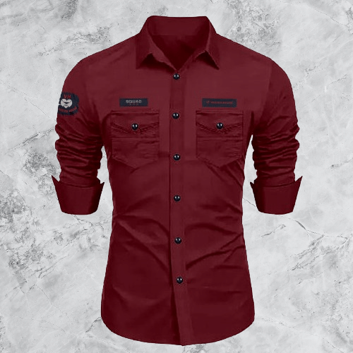     			DEVILFASHION Rayon Regular Fit Solids Full Sleeves Men's Casual Shirt - Maroon ( Pack of 1 )