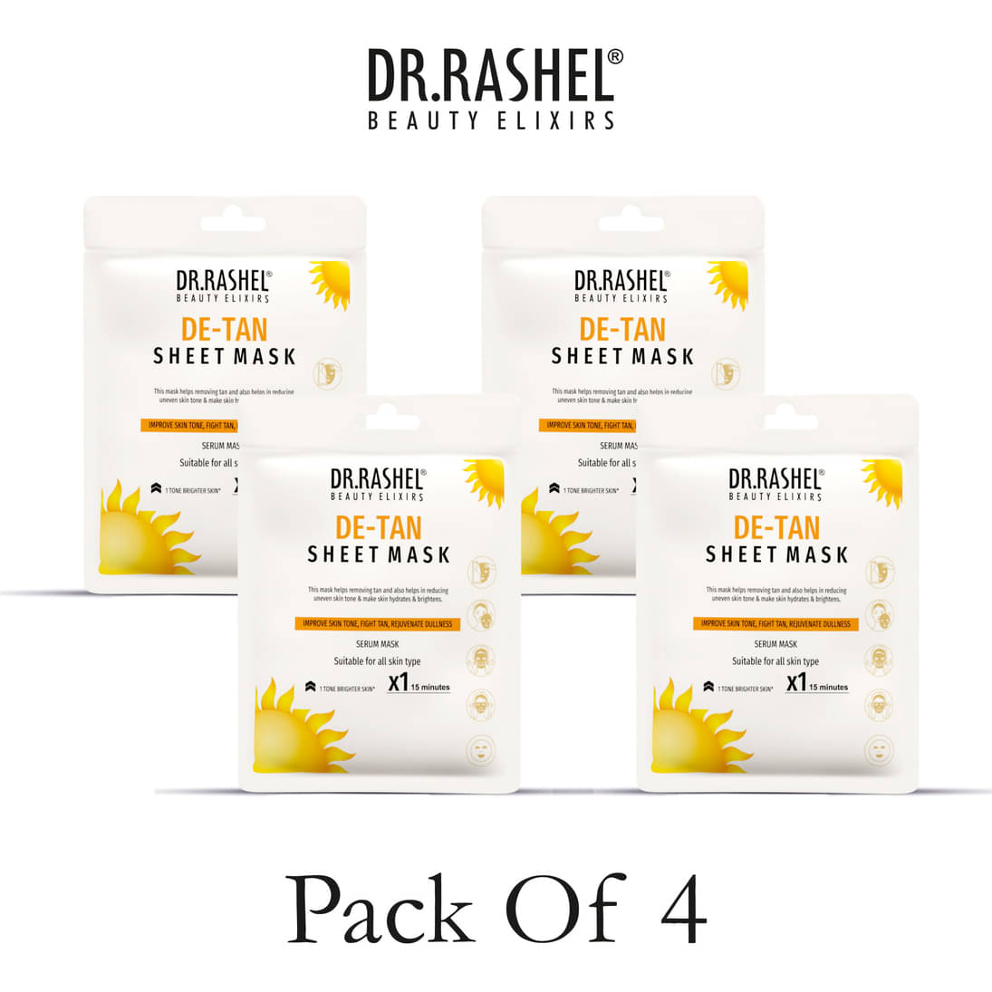     			DR.RASHEL De-Tan Sheet Mask Improves Skin Tone And For All Skin Types (Pack of 4)