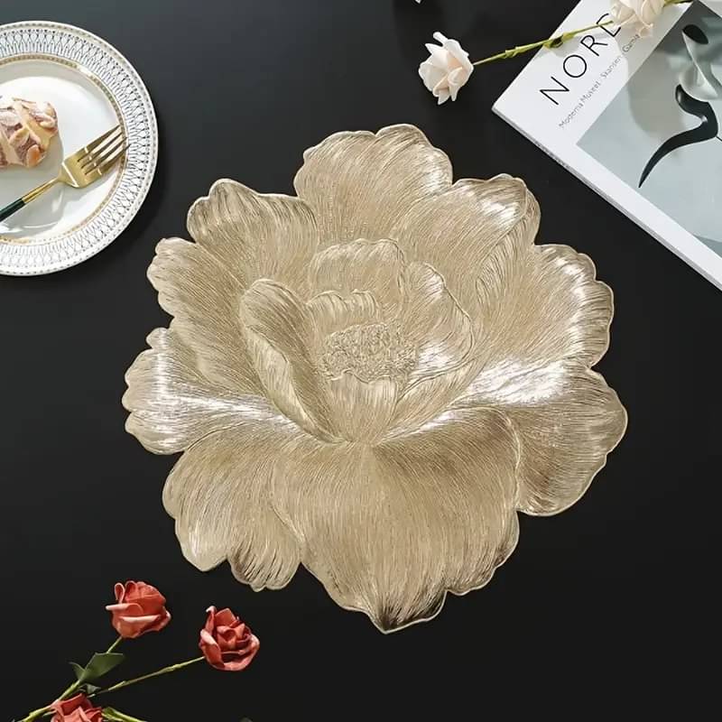 Dakshya Industries PVC Floral Round Table Mats ( 38 cm x 38 cm ) Pack of 2 - Gold Dakshya Industries PVC Floral Round Table Mats ( 38 cm x 38 cm ) Pack of 2 - Gold