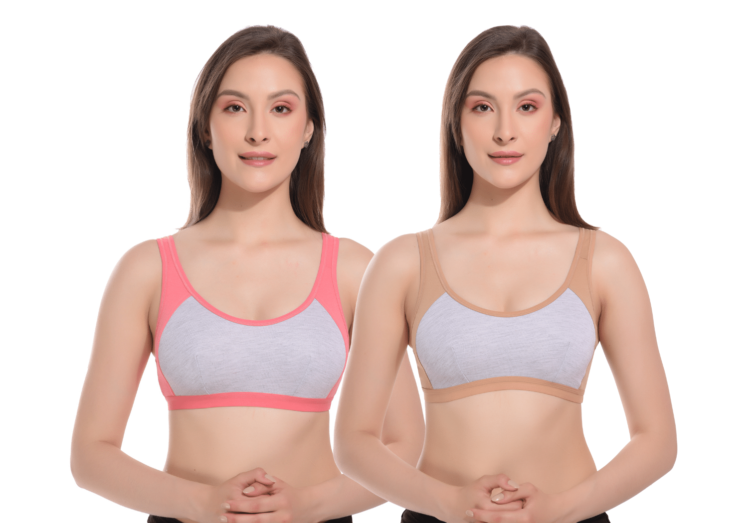 FAZTER Pack of 2 Lycra Non Padded Shaping Bra For Women ( Pink,Beige ) FAZTER Pack of 2 Lycra Non Padded Shaping Bra For Women ( Pink,Beige )