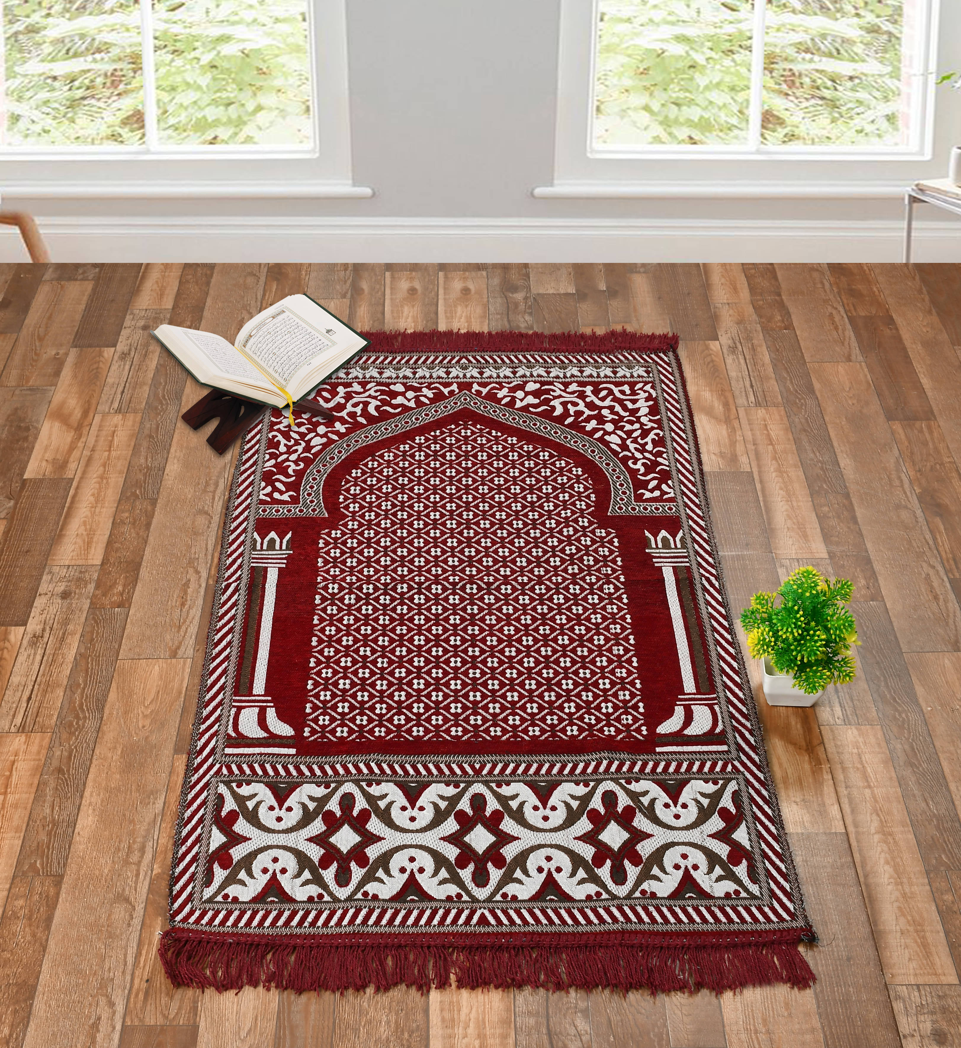 FURNISHING HUT Maroon Single Regular Cotton Prayer Mat ( 130 X 70 cm ) FURNISHING HUT Maroon Single Regular Cotton Prayer Mat ( 130 X 70 cm )