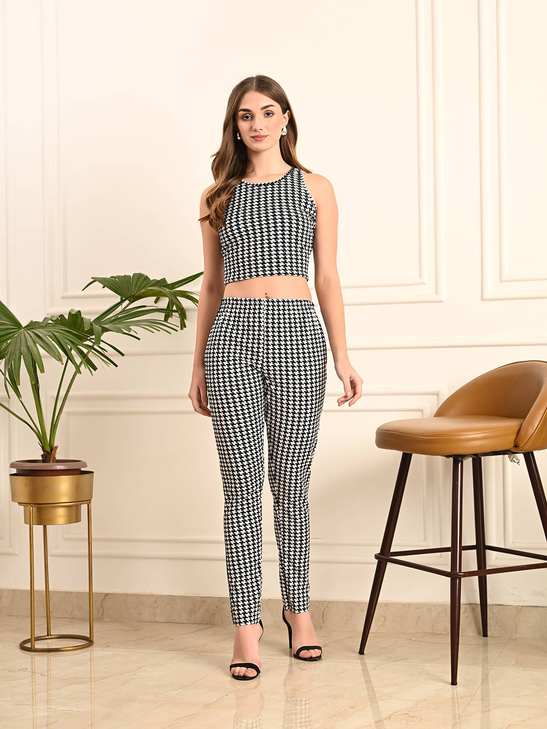 Fasanger Women Printed Top With Trousers Co-Ord Set ( White ) Fasanger Women Printed Top With Trousers Co-Ord Set ( White )