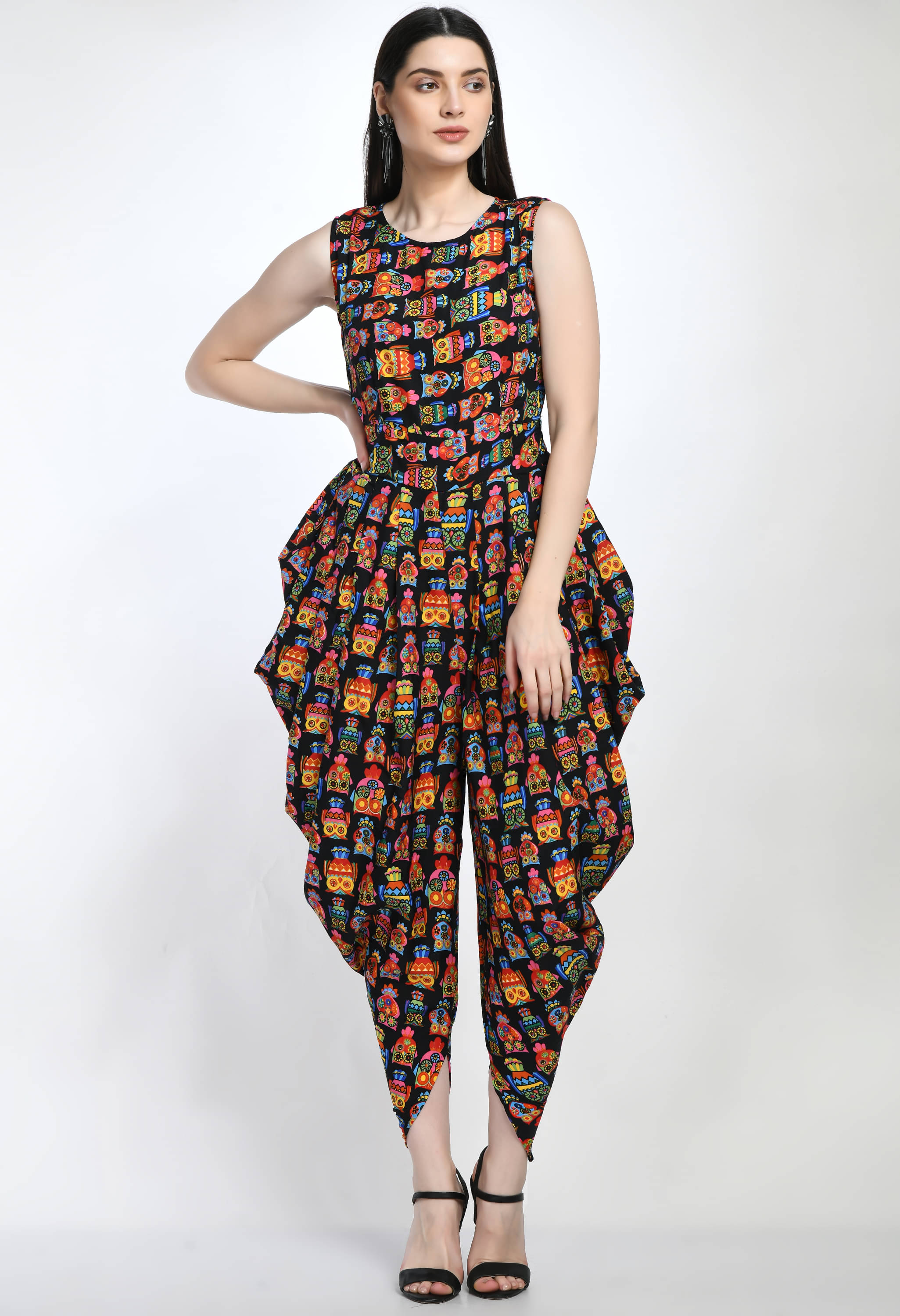     			Fasanger Women's Printed Crepe Jumpsuit ( Multicolor )