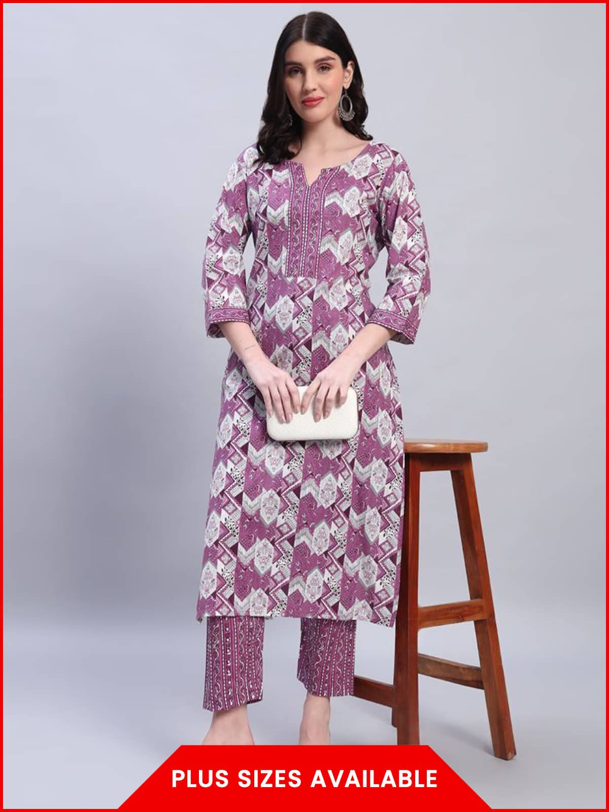 Greyshade Women's Cotton Blend Printed Straight Kurti - ( Purple ) Greyshade Women's Cotton Blend Printed Straight Kurti - ( Purple )