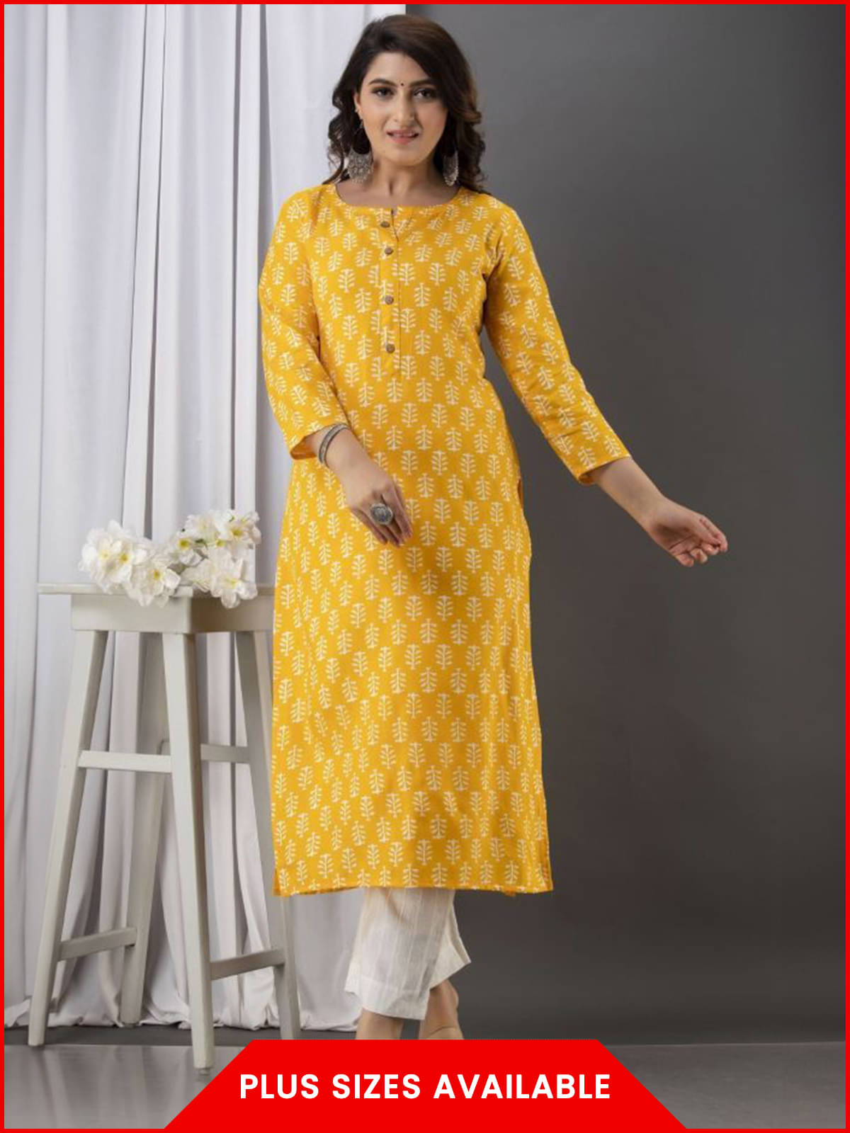 Greyshade Women's Viscose Rayon Printed Straight Kurti - ( Yellow ) Greyshade Women's Viscose Rayon Printed Straight Kurti - ( Yellow )