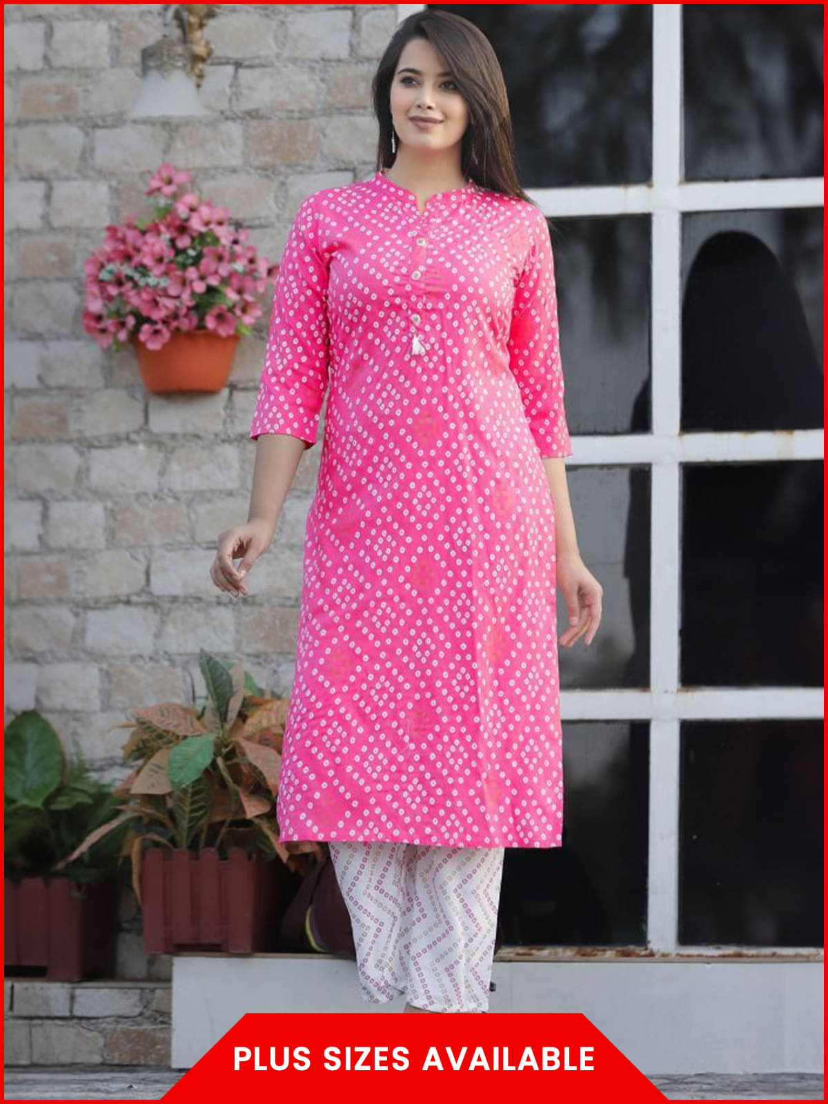     			Greyshade Women's Viscose Rayon Printed Straight Kurti - ( Pink )