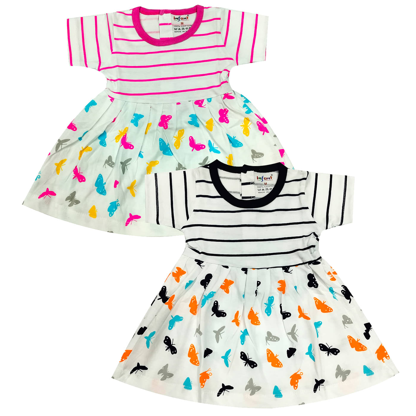 INFANT Cotton Frock For Baby Girls ( Pack of 2 , Black,Pink )     			INFANT Cotton Frock For Baby Girls ( Pack of 2 , Black,Pink )