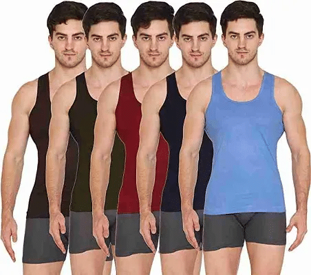     			INNERO Pack of 5 Cotton Blend Basic Vest For Men ( Multicolor )
