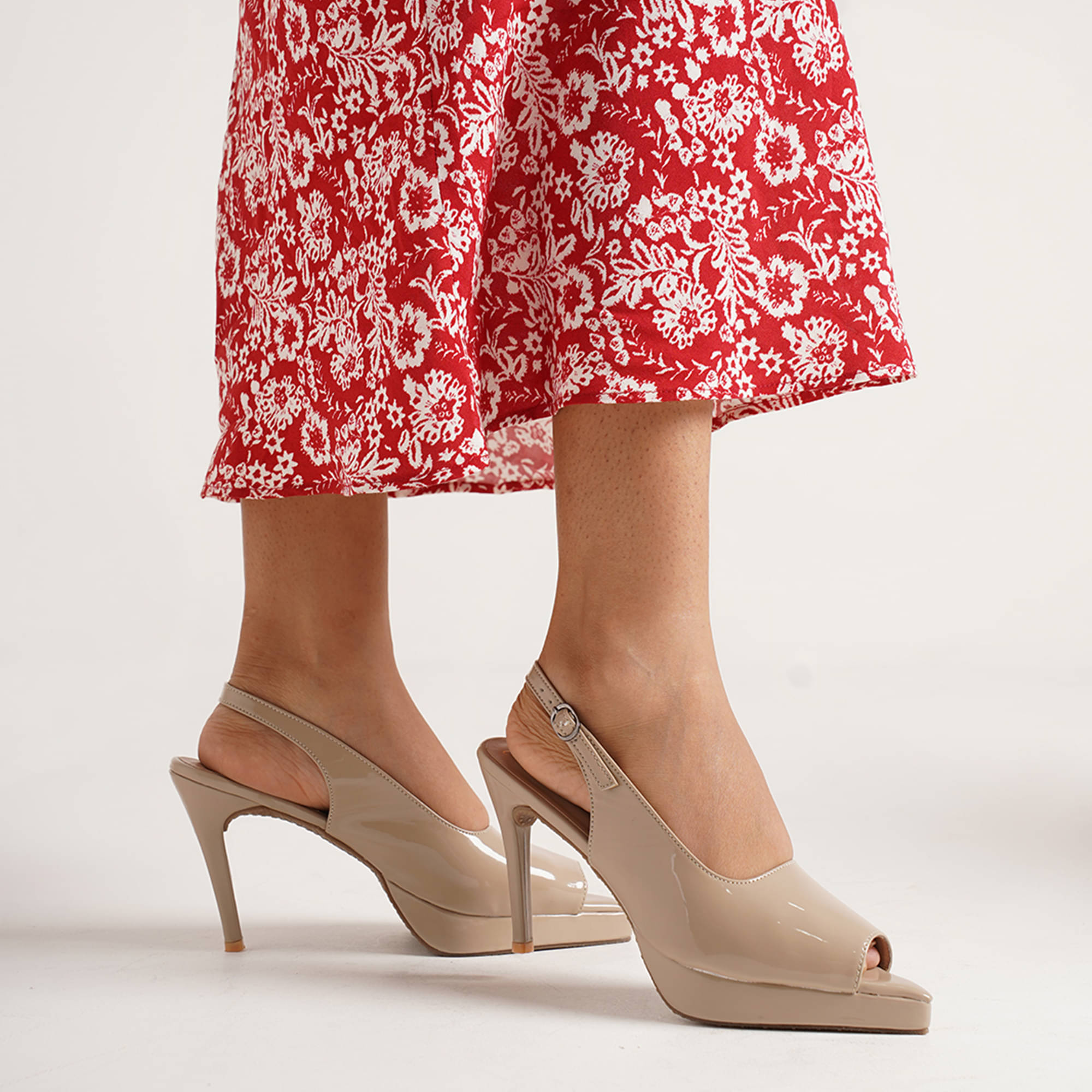 JM Looks Cream Women's Peep Toes Heels JM Looks Cream Women's Peep Toes Heels