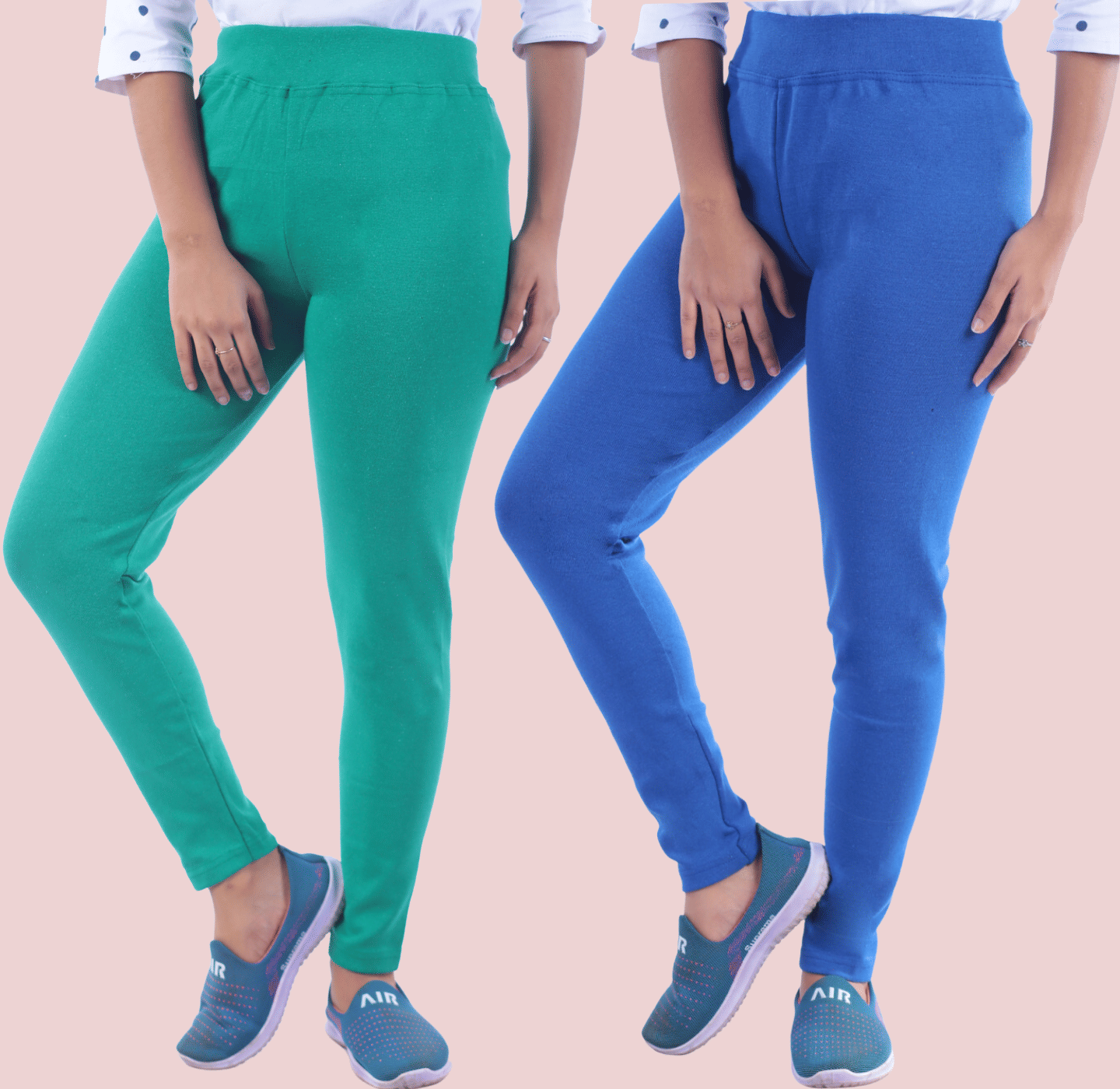     			KARARO JEGGINGS - Cotton Blend Skinny Fit Fluorescent Green Women's Jeggings ( Pack of 2 )