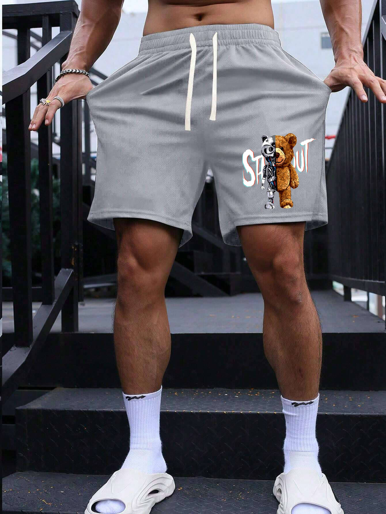     			MANLINO Grey Cotton Blend Men's Shorts ( Pack of 1 )