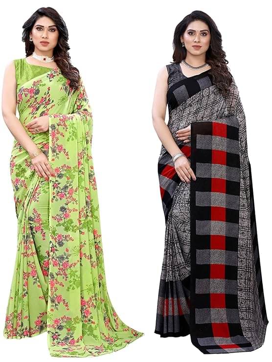 Maayro Georgette Printed Saree With Unstitched Blouse Piece ( Multicolor ) Maayro Georgette Printed Saree With Unstitched Blouse Piece ( Multicolor )
