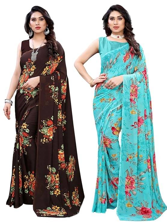 Maayro Georgette Printed Saree With Unstitched Blouse Piece ( Multicolor 4 ) Maayro Georgette Printed Saree With Unstitched Blouse Piece ( Multicolor 4 )