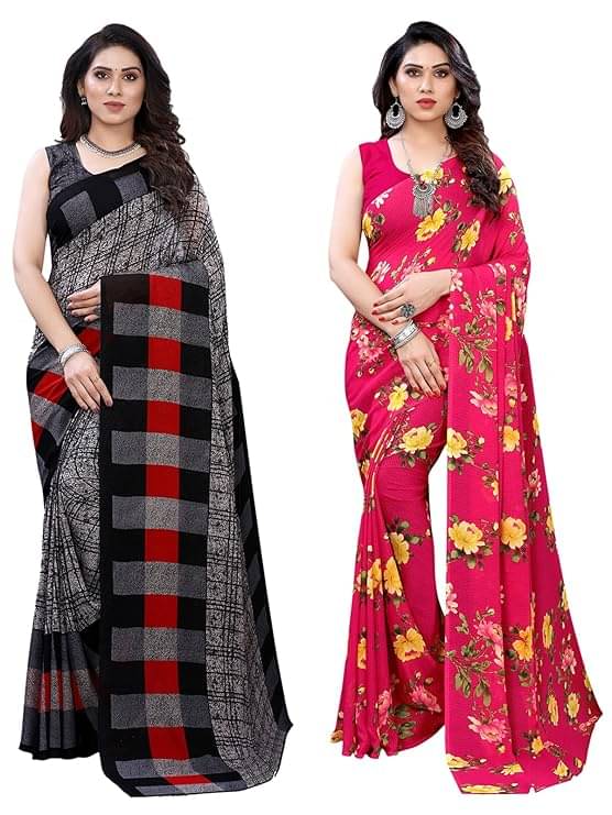 Maayro Georgette Printed Saree With Unstitched Blouse Piece ( Multicolor ) Maayro Georgette Printed Saree With Unstitched Blouse Piece ( Multicolor )
