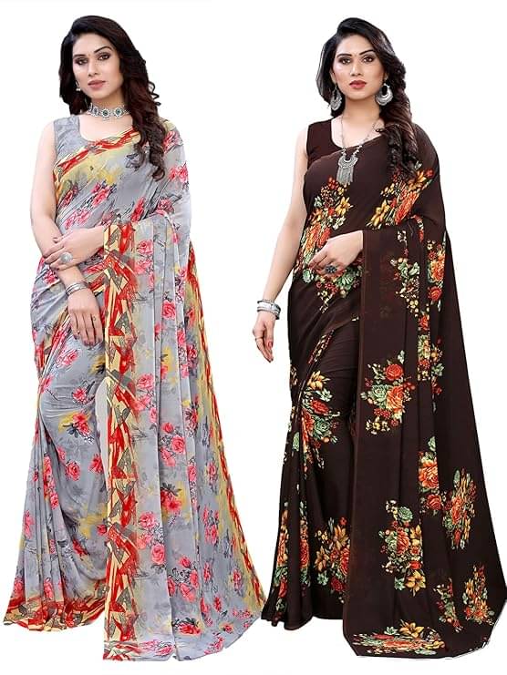Maayro Georgette Printed Saree With Unstitched Blouse Piece ( Multicolor 1 ) Maayro Georgette Printed Saree With Unstitched Blouse Piece ( Multicolor 1 )